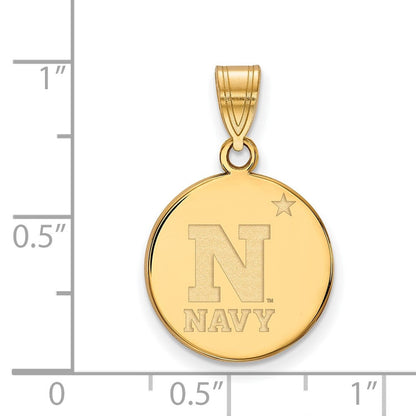 10K Gelbgold Logoart Us Naval Akademie Mittel Plättchen Anhänger