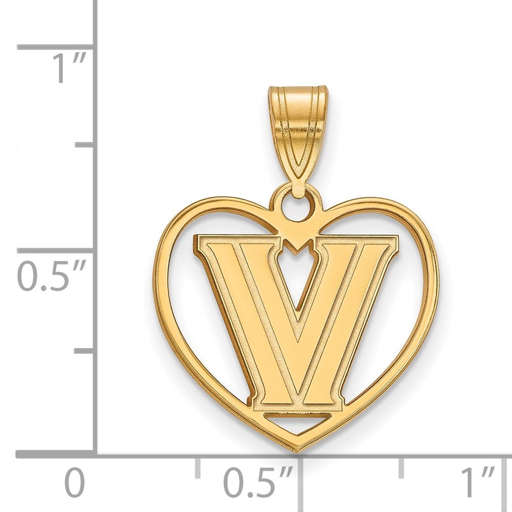 Vergoldet Sterlingsilber Logoart Villanova University Buchstabe V Herz Anhänger