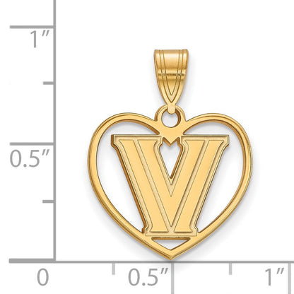 Vergoldet Sterlingsilber Logoart Villanova University Buchstabe V Herz Anhänger