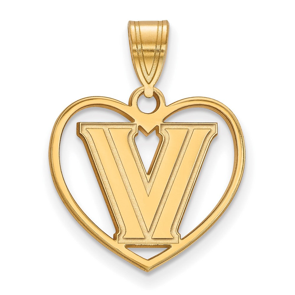 Vergoldet Sterlingsilber Logoart Villanova University Buchstabe V Herz Anhänger