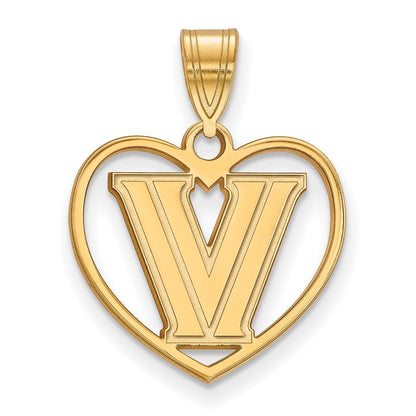 Vergoldet Sterlingsilber Logoart Villanova University Buchstabe V Herz Anhänger