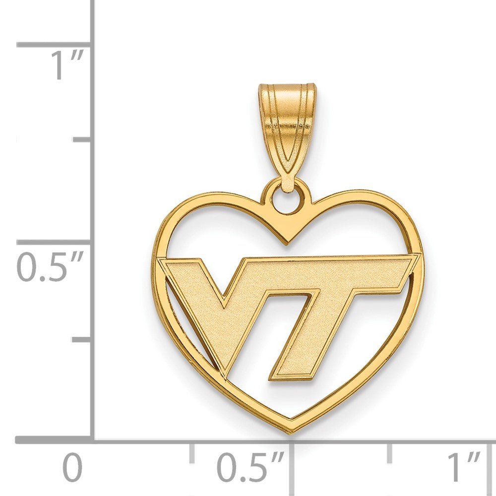 Vergoldet Sterlingsilber Logoart Virginia Tech V T Herz Anhänger