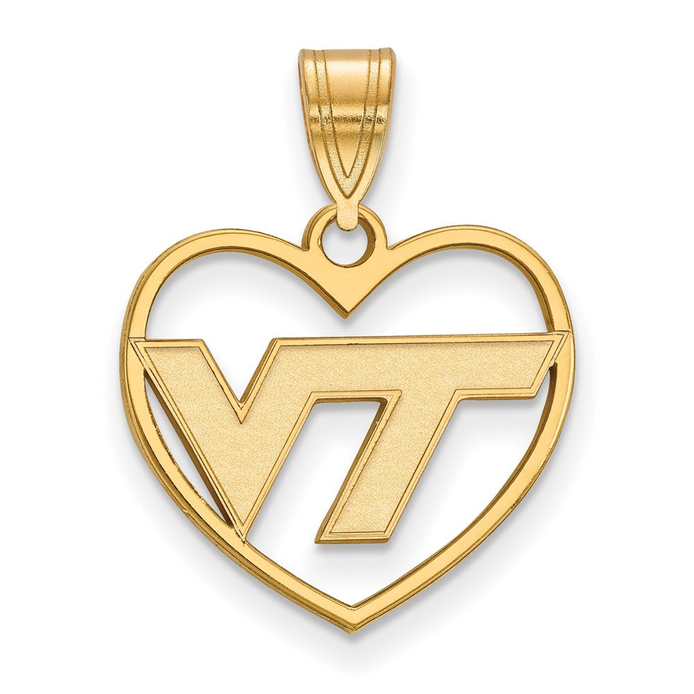 Vergoldet Sterlingsilber Logoart Virginia Tech V T Herz Anhänger
