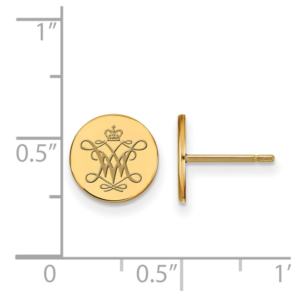 Vergoldet Sterlingsilber Logoart College Of William und Mary Extra Klein Emailliert Plättchen Ohrringe