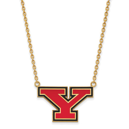 Vergoldet Sterlingsilber Logoart Youngstown State University Buchstabe Y Groß Emailliert Anhänger 18 Zoll Halskette