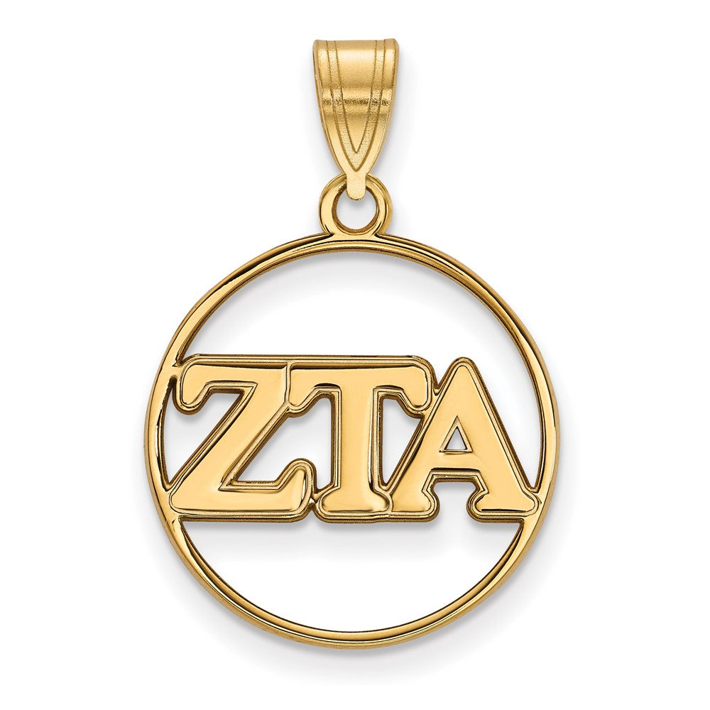 Vergoldet Sterlingsilber Logoart Zeta Tau Alpha Sorority Greek Buchstaben Mittel Kreis Anhänger
