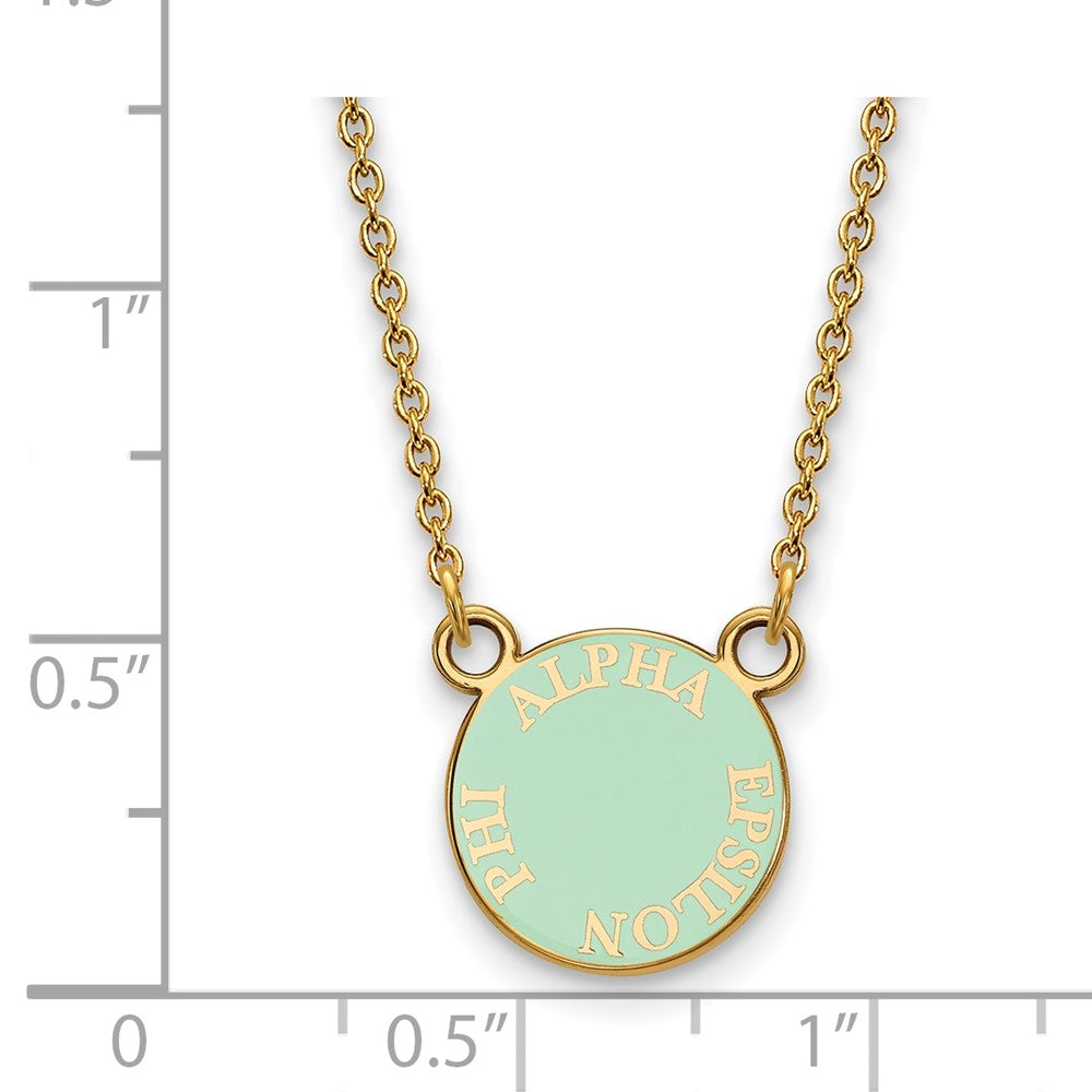 Vergoldet Sterlingsilber Logoart Alpha Epsilon Phi Extra Sorority Text Klein Farbe Emaille Anhänger 18 Zoll Halskette