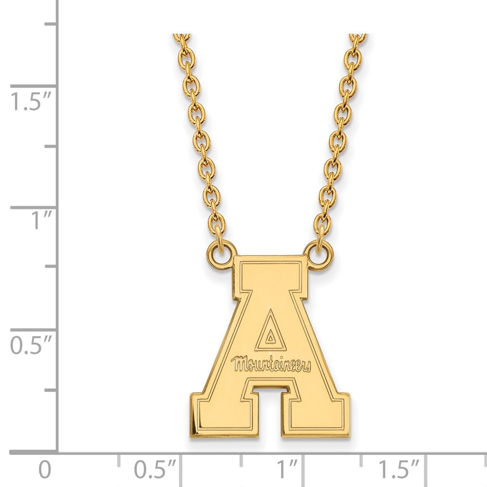 10K Gelbgold Logoart Appalachian State University Groß Anhänger 18 Zoll Halskette