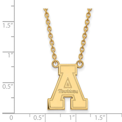 14K Gelbgold Logoart Appalachian State University Groß Anhänger 18 Zoll Halskette