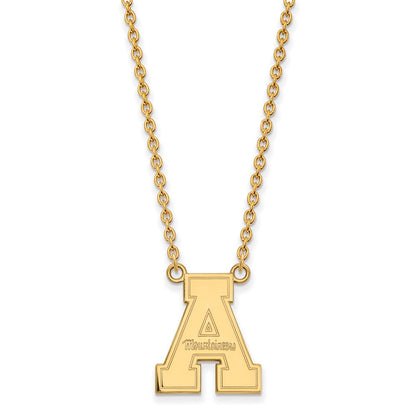 10K Gelbgold Logoart Appalachian State University Groß Anhänger 18 Zoll Halskette
