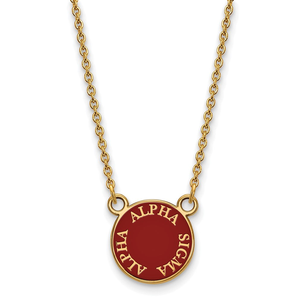 Vergoldet Sterlingsilber Logoart Alpha Sigma Sorority Text Klein Farbe Emaille Anhänger 18 Zoll Halskette