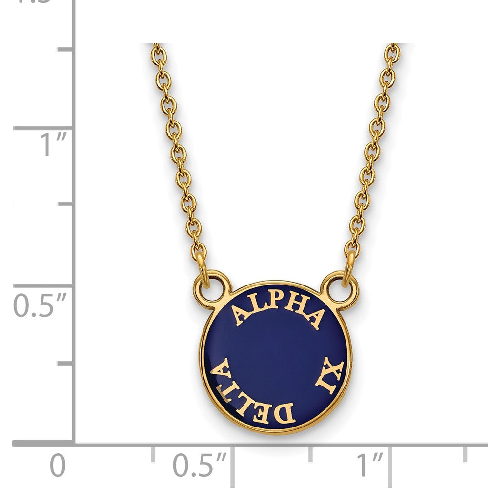 Vergoldet Sterlingsilber Logoart Alpha Xi Delta Sorority Text Klein Farbe Emaille Anhänger 18 Zoll Halskette