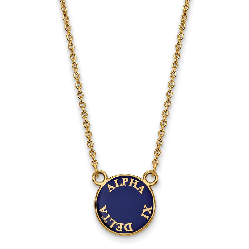 Vergoldet Sterlingsilber Logoart Alpha Xi Delta Sorority Text Klein Farbe Emaille Anhänger 18 Zoll Halskette