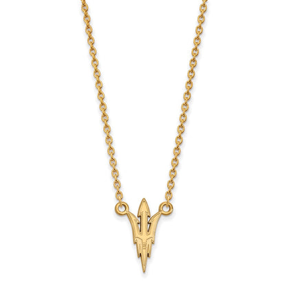 10K Gelbgold Logoart Arizona State University Pitchfork Groß Anhänger 18 Zoll Halskette