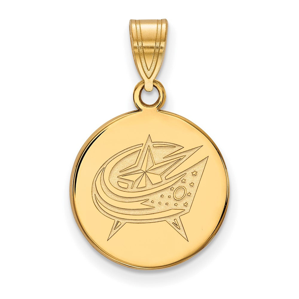 10K Gelbgold Nhl Logoart Columbus Blau Jacken Mittel Plättchen Anhänger
