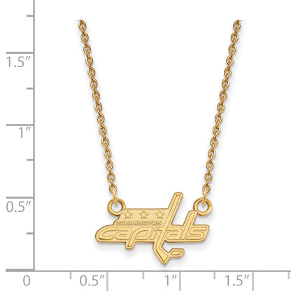 10K Gelbgold Nhl Logoart Washington Capitals Klein Anhänger 18 Zoll Halskette