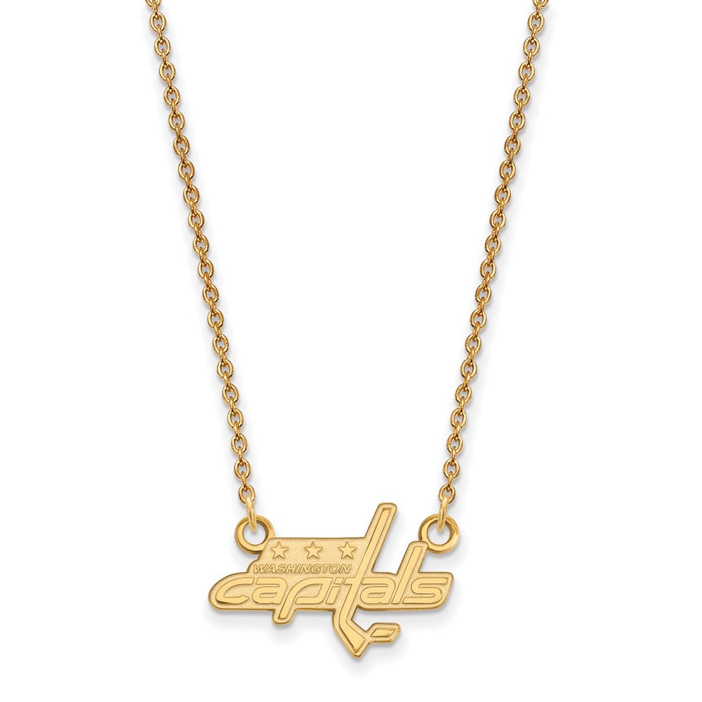 10K Gelbgold Nhl Logoart Washington Capitals Klein Anhänger 18 Zoll Halskette