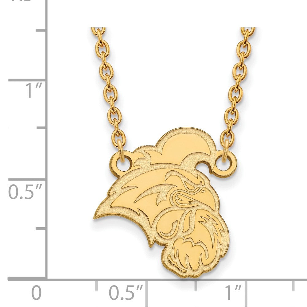 Vergoldet Sterlingsilber Logoart Coastal Carolina University Chanticleer Groß Anhänger 18 Zoll Halskette