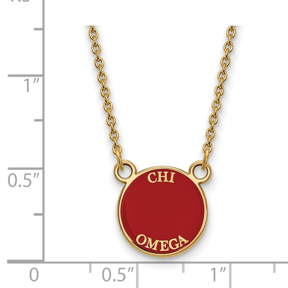 Vergoldet Sterlingsilber Logoart Chi Omega Extra Sorority Text Klein Farbe Emaille Anhänger 18 Zoll Halskette