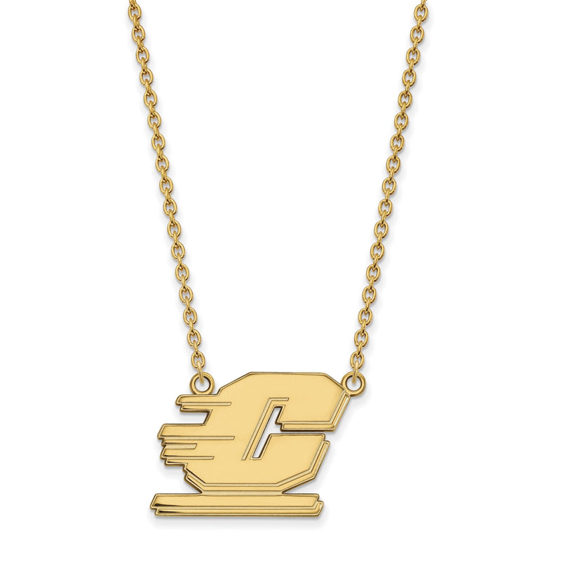 10K Gelbgold Logoart Central Michigan University Buchstabe C Groß Anhänger 18 Zoll Halskette