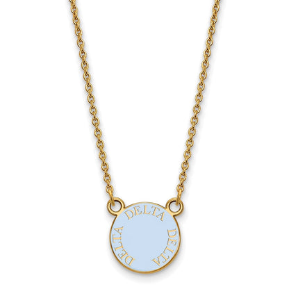 Vergoldet Sterlingsilber Logoart Delta Sorority Text Klein Farbe Emaille Anhänger 18 Zoll Halskette