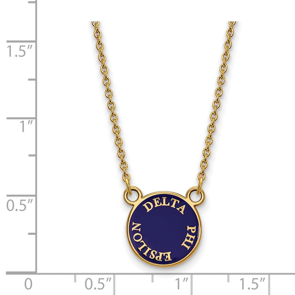 Vergoldet Sterlingsilber Logoart Delta Phi Epsilon Sorority Text Klein Farbe Emaille Anhänger 18 Zoll Halskette
