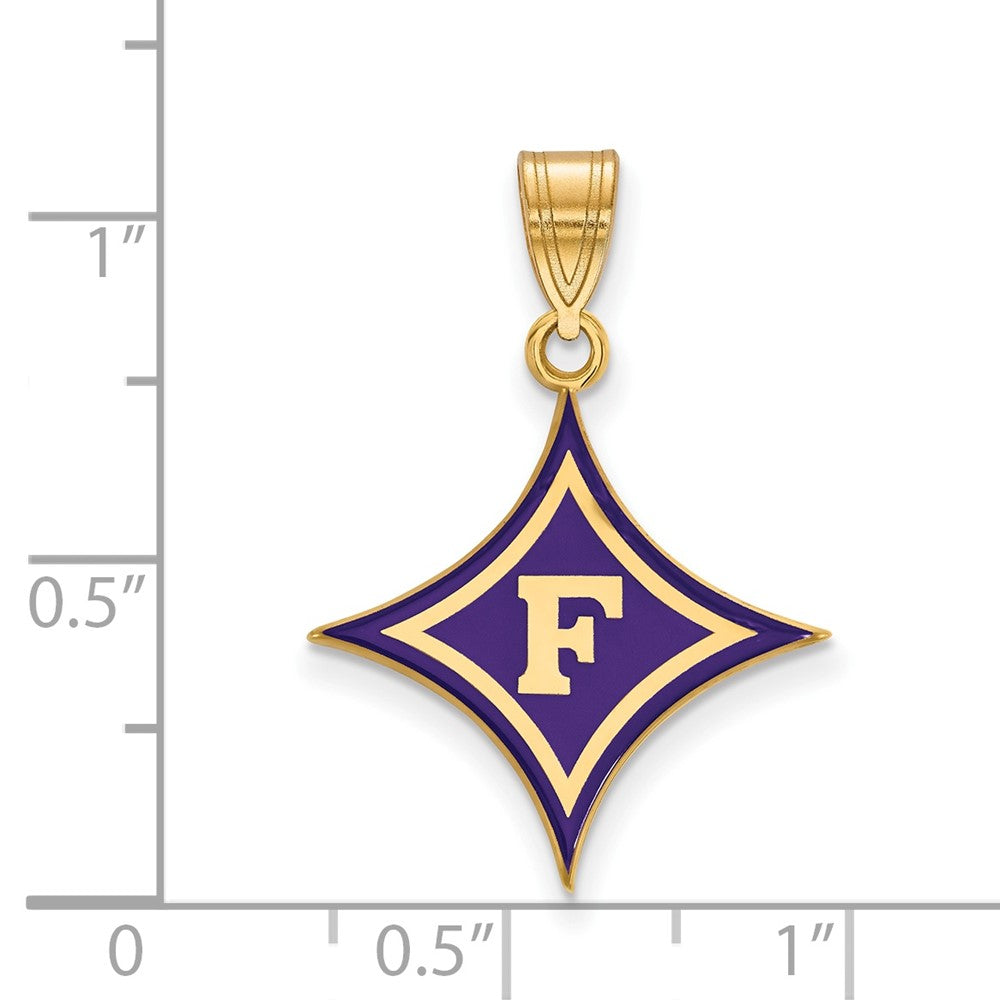 Vergoldet Sterlingsilber Logoart Furman University Groß Emailliert Anhänger
