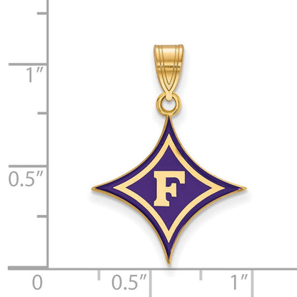 Vergoldet Sterlingsilber Logoart Furman University Groß Emailliert Anhänger