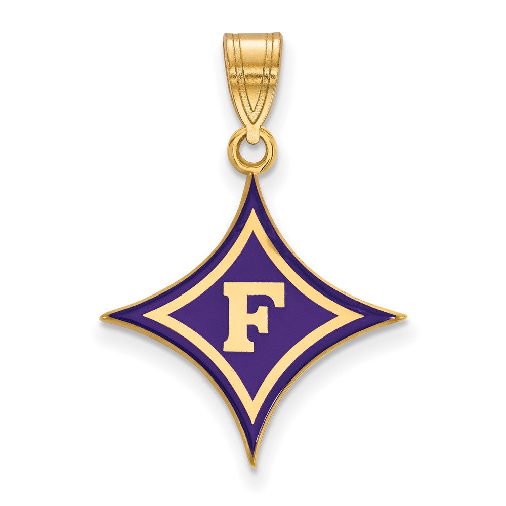 Vergoldet Sterlingsilber Logoart Furman University Groß Emailliert Anhänger