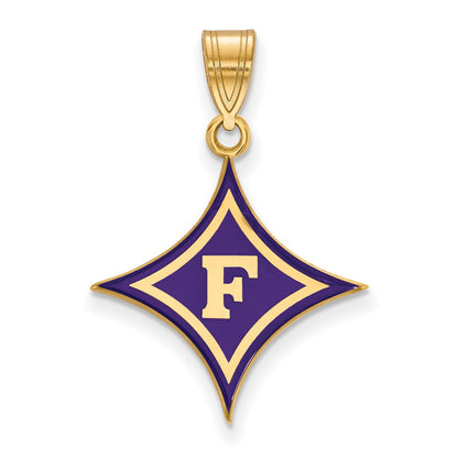 Vergoldet Sterlingsilber Logoart Furman University Groß Emailliert Anhänger