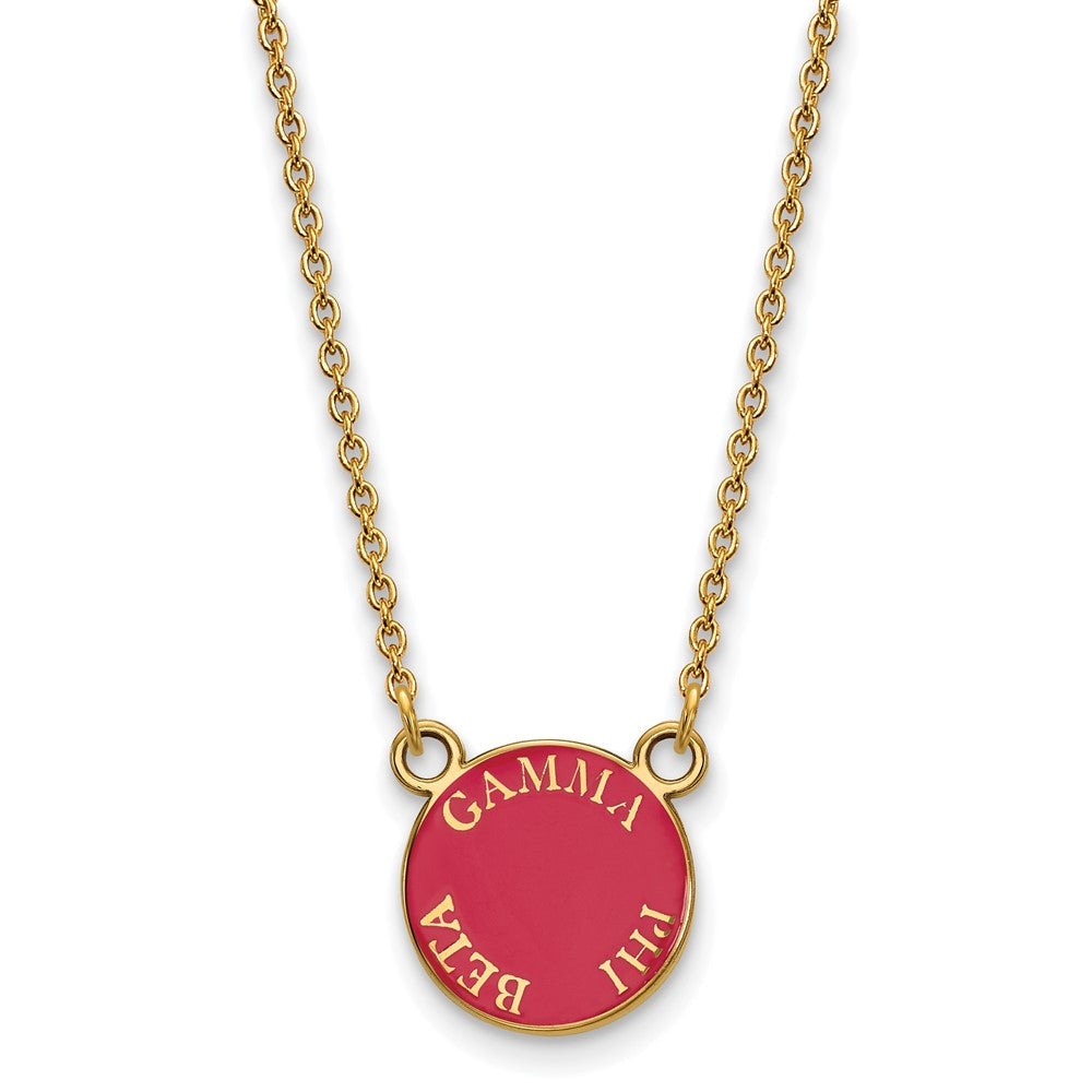 Vergoldet Sterlingsilber Logoart Gamma Phi Beta Sorority Text Klein Farbe Emaille Anhänger 18 Zoll Halskette