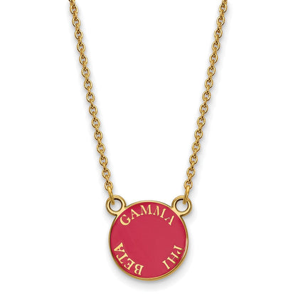 Vergoldet Sterlingsilber Logoart Gamma Phi Beta Sorority Text Klein Farbe Emaille Anhänger 18 Zoll Halskette