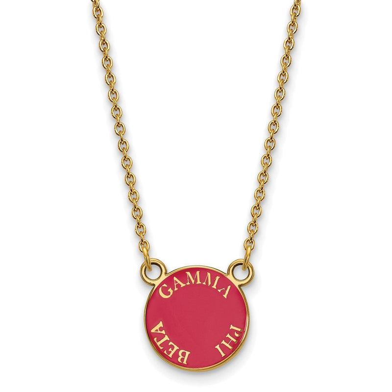 Vergoldet Sterlingsilber Logoart Gamma Phi Beta Sorority Text Klein Farbe Emaille Anhänger 18 Zoll Halskette