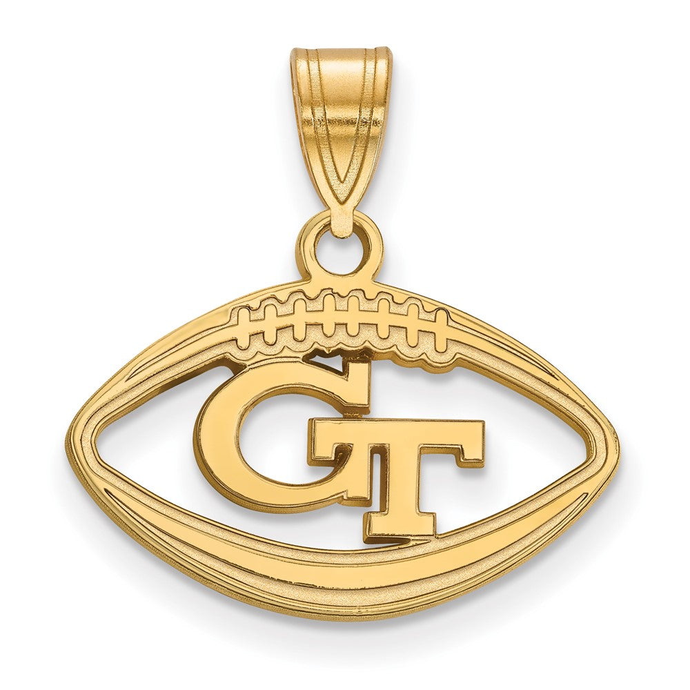 Vergoldet Sterlingsilber Logoart Georgia Institut Of Technologie G T Football Anhänger