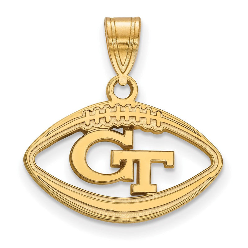 Vergoldet Sterlingsilber Logoart Georgia Institut Of Technologie G T Football Anhänger