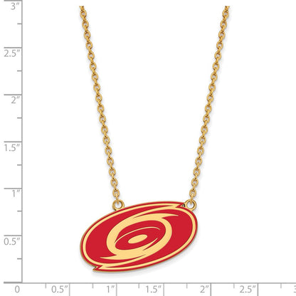 Vergoldet Sterlingsilber Nhl Logoart Carolina Hurricanes Groß Emailliert Anhänger 18 Zoll Halskette