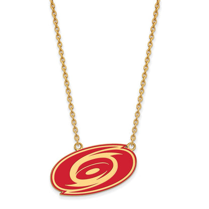 Vergoldet Sterlingsilber Nhl Logoart Carolina Hurricanes Groß Emailliert Anhänger 18 Zoll Halskette