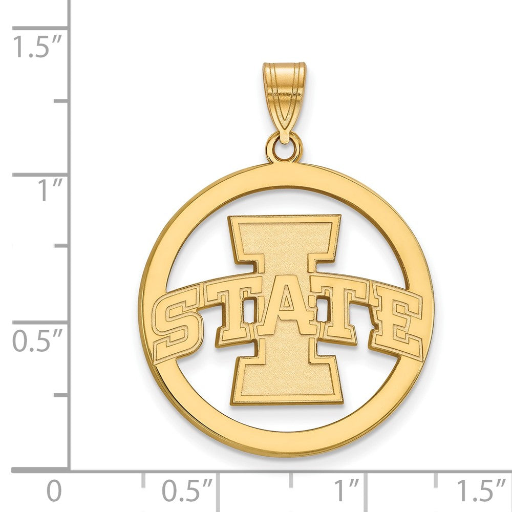 Vergoldet Sterlingsilber Logoart Iowa State University Extra Groß Kreis Anhänger