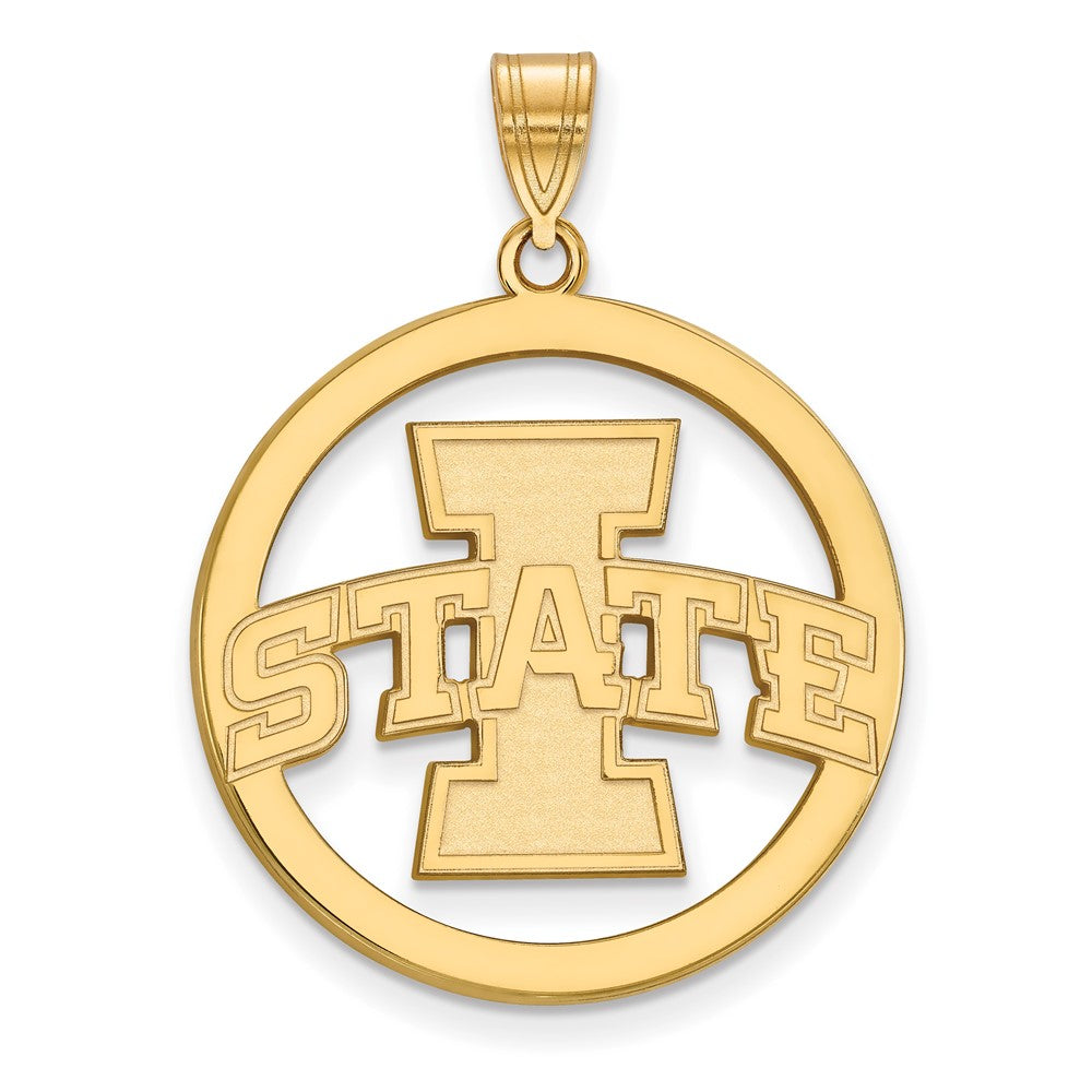 Vergoldet Sterlingsilber Logoart Iowa State University Extra Groß Kreis Anhänger