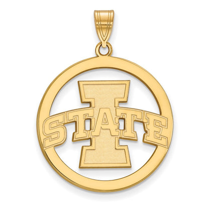 Vergoldet Sterlingsilber Logoart Iowa State University Extra Groß Kreis Anhänger