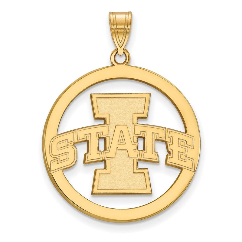 Vergoldet Sterlingsilber Logoart Iowa State University Extra Groß Kreis Anhänger