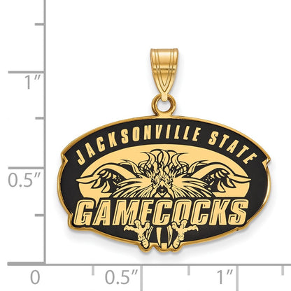 Vergoldet Sterlingsilber Logoart Jacksonville State University Groß Emailliert Anhänger