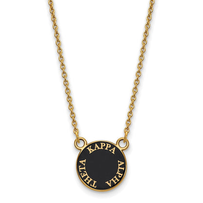 Vergoldet Sterlingsilber Logoart Kappa Alpha Theta Sorority Text Klein Farbe Emaille Anhänger 18 Zoll Halskette