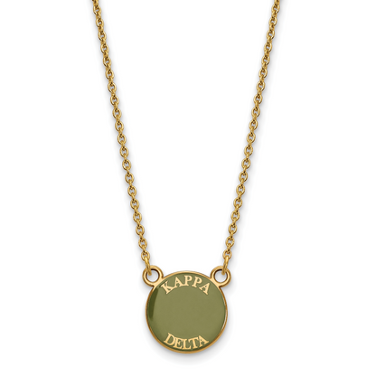 Vergoldet Sterlingsilber Logoart Kappa Delta Sorority Text Klein Farbe Emaille Anhänger 18 Zoll Halskette