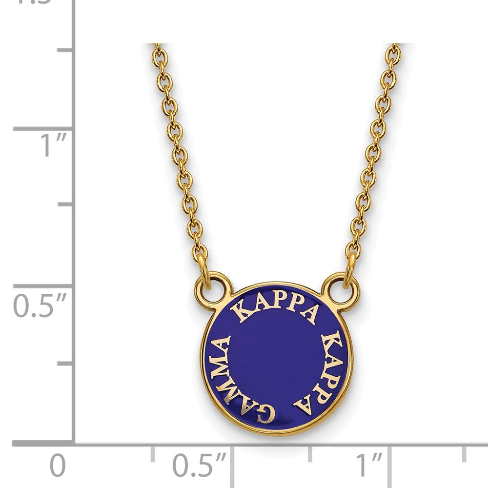 Vergoldet Sterlingsilber Logoart Kappa Gamma Sorority Text Klein Farbe Emaille Anhänger 18 Zoll Halskette