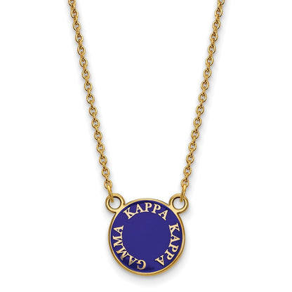 Vergoldet Sterlingsilber Logoart Kappa Gamma Sorority Text Klein Farbe Emaille Anhänger 18 Zoll Halskette