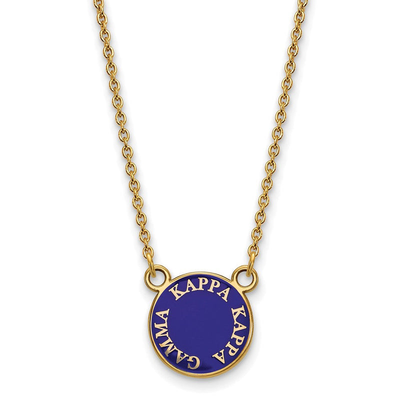 Vergoldet Sterlingsilber Logoart Kappa Gamma Sorority Text Klein Farbe Emaille Anhänger 18 Zoll Halskette