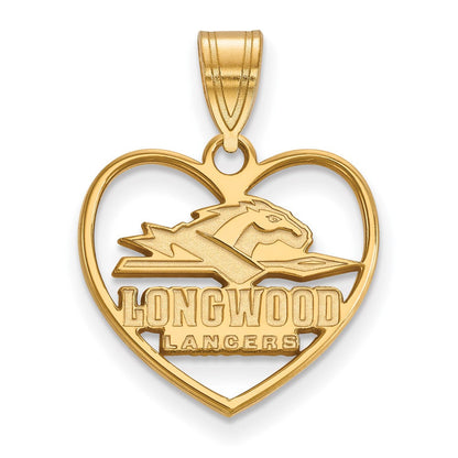 Vergoldet Sterlingsilber Logoart Longwood University Lancers Herz Anhänger