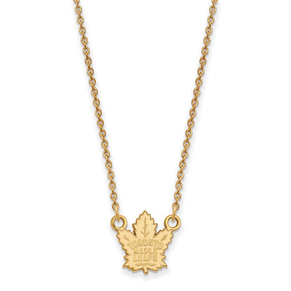 14K Gelbgold Nhl Logoart Toronto Maple Leafs Klein Anhänger 18 Zoll Halskette