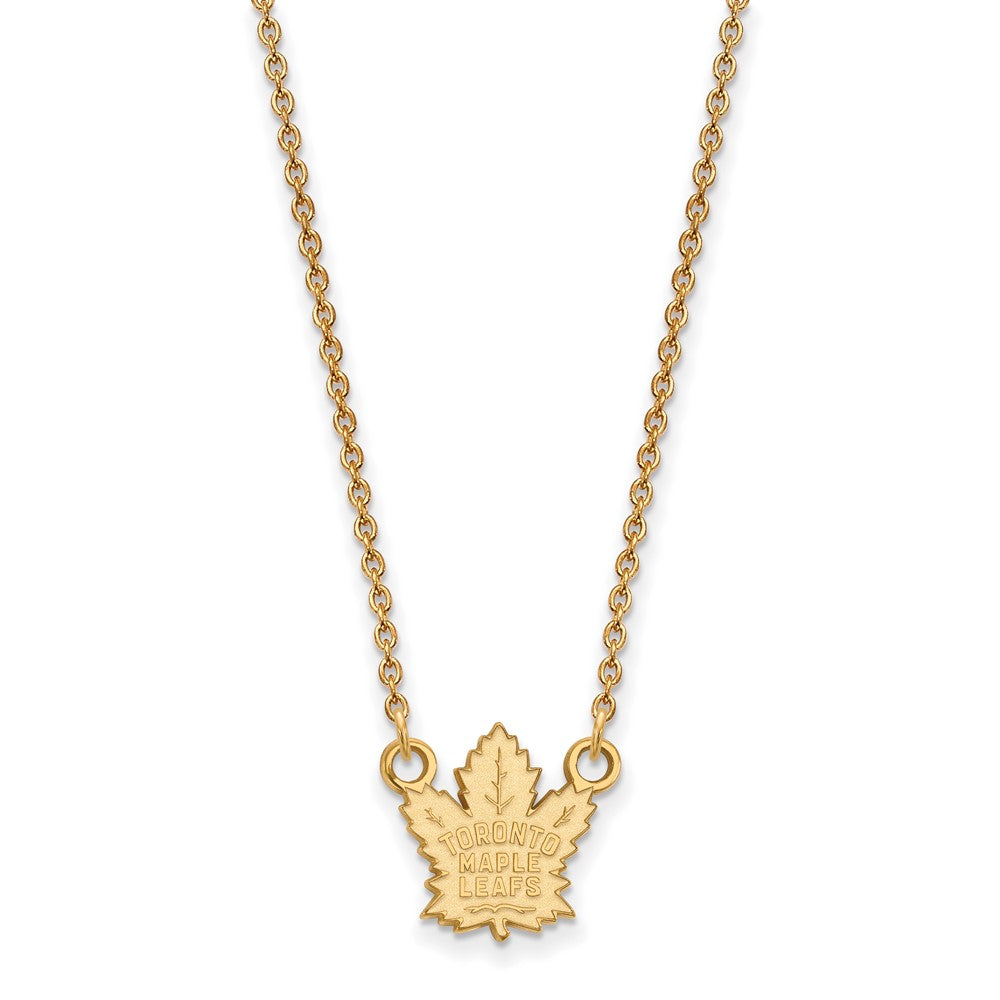 10K Gelbgold Nhl Logoart Toronto Maple Leafs Klein Anhänger 18 Zoll Halskette